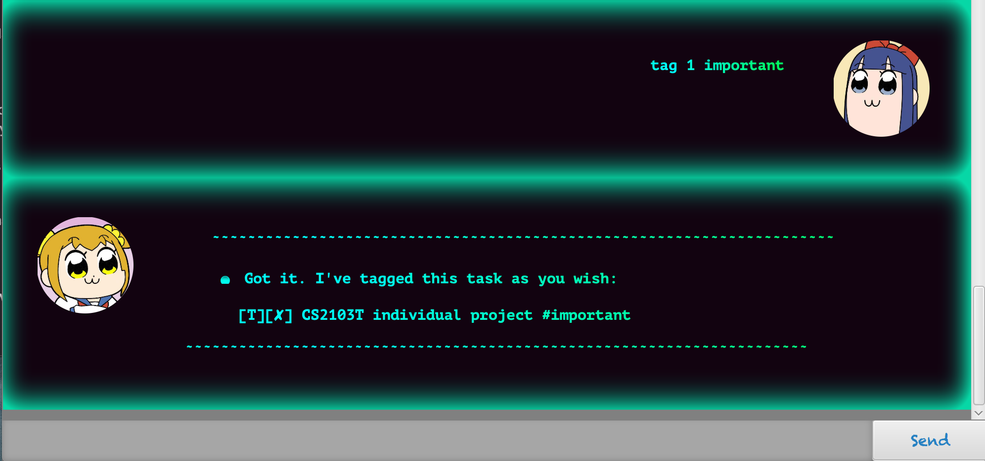 Screenshot for tag command